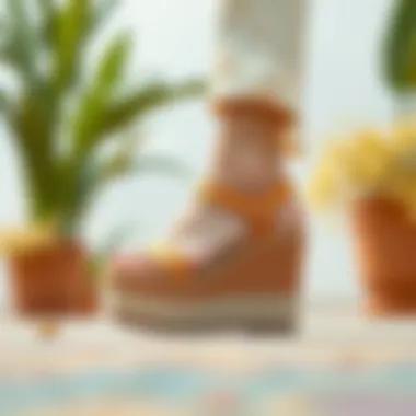 Modern interpretations of 90s wedge sandals in a sustainable fashion context.