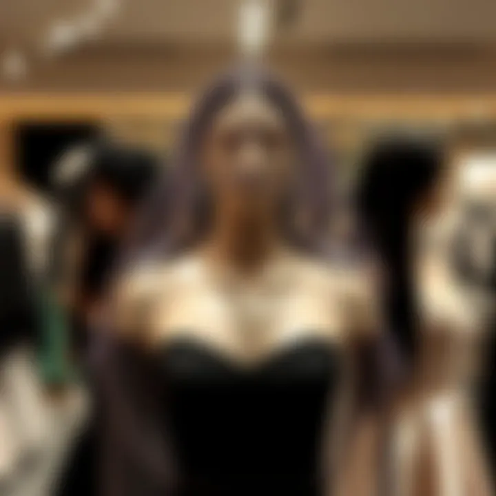 A collection of shoulder veil styles displayed on a mannequin