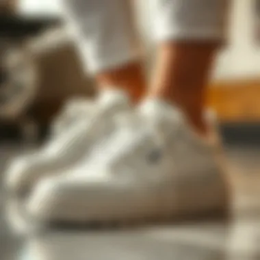 Close-up of the features of nursing sneakers