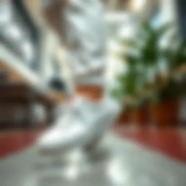 Nurse wearing white leather sneakers during a shift