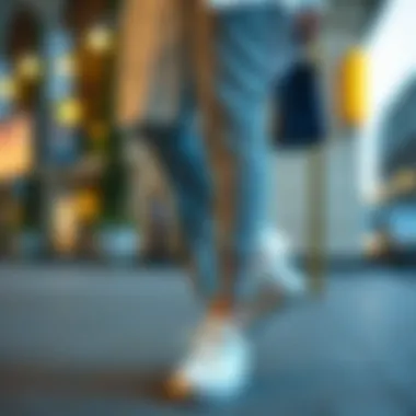 Stylish outfit paired with white leather sneakers