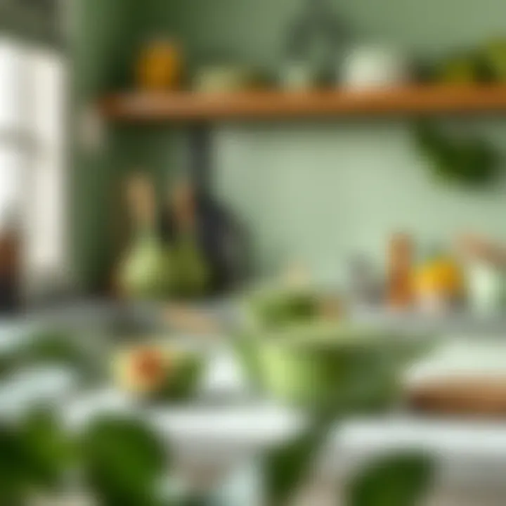 Stylish avocado green cookware enhancing the overall kitchen décor