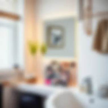 Stylish bathroom featuring a chic makeup organizer in a modern setting