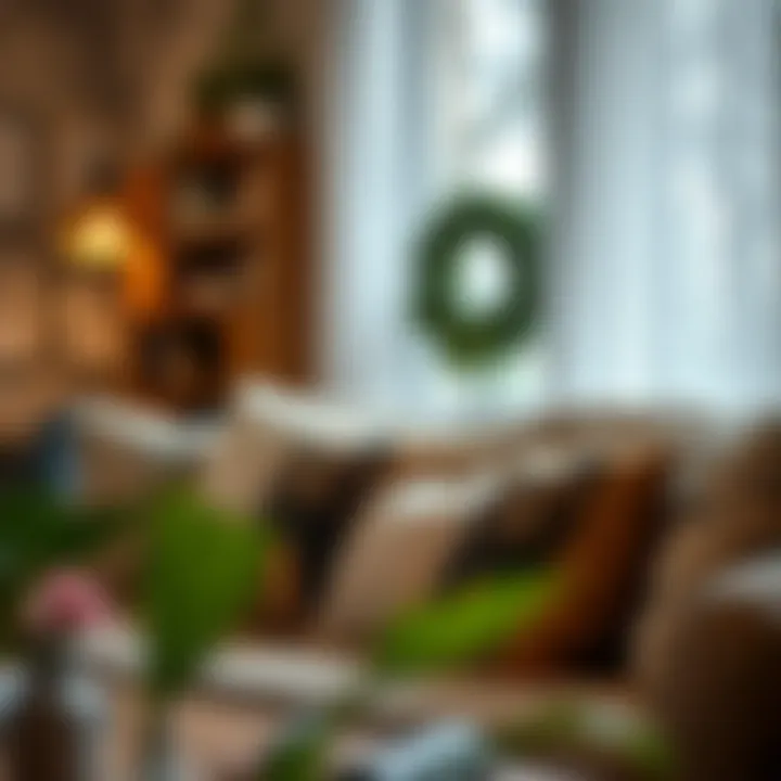 Bear pillow covers incorporated into cozy living room decor