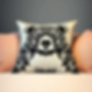 A stylish bear pillow cover with intricate designs