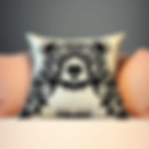 A stylish bear pillow cover with intricate designs