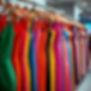 Vibrant Collection of Bodycon Dresses Colorful array of bodycon dresses hung on a rack