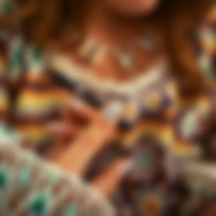 Close-up of hands applying boho nail stickers with precision