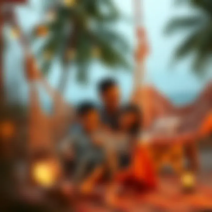 Family enjoying a cozy moment near the boho toy hammock