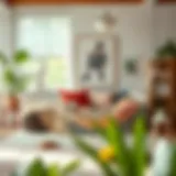 Stylish boho toy hammock in a vibrant living room setting