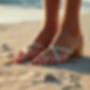 Elegant closed toe beach shoes on a sandy shore