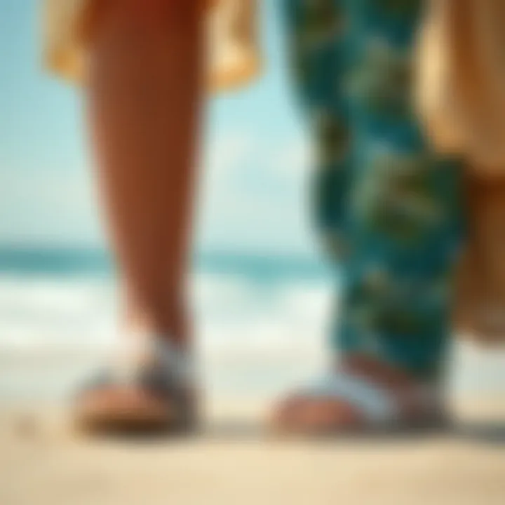 Stylish closed toe beach shoes paired with summer attire