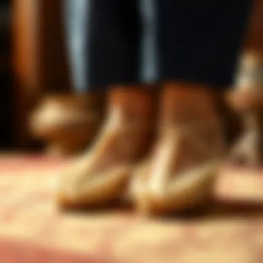 Historical depiction of traditional pearl slippers.