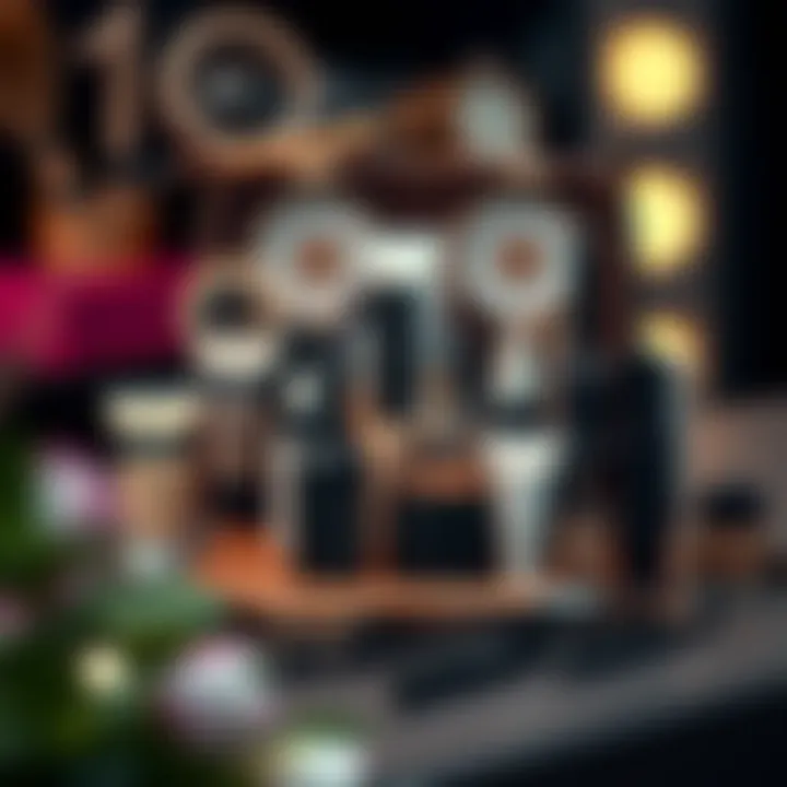 Well-organized eyebrow grooming kit showcasing various products