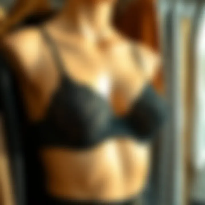 Stylish trim bra displayed in a curated wardrobe