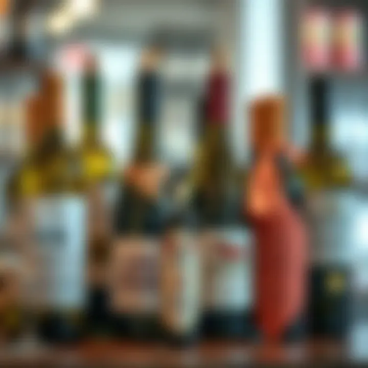 A creative display of various humorous wine labels