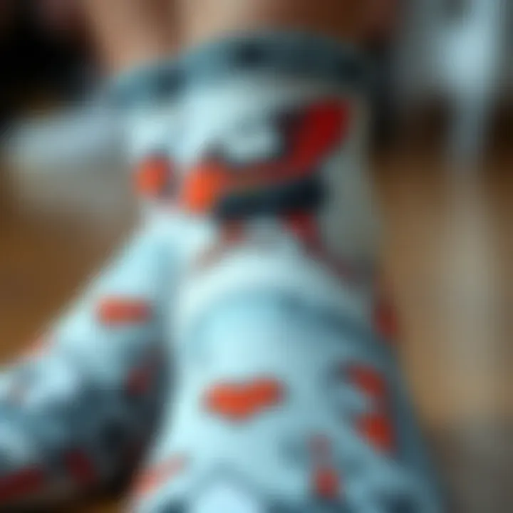 Intricacies in Design: Where Craft Meets Comfort Close-up of intricate sock design featuring creative artwork