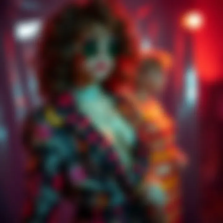 Vibrant Disco Attire Vibrant disco attire with sequins and bold patterns