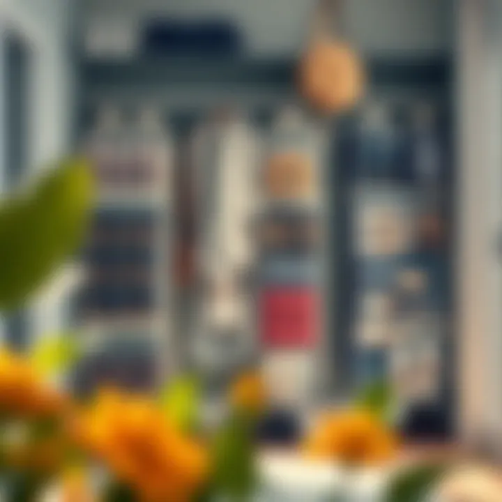 Organized shoe storage bags in a stylish entryway