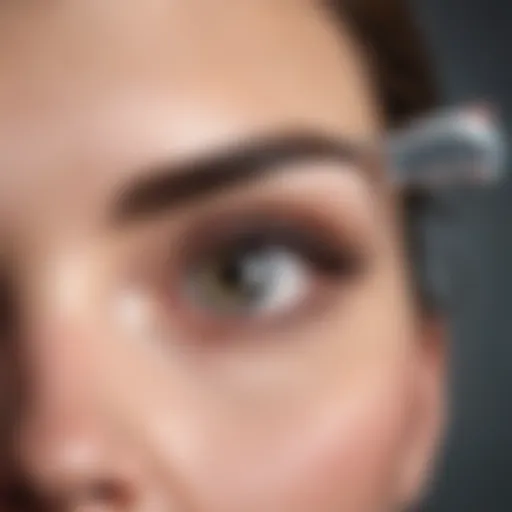 Close-up of electric eyebrow trimmer showcasing its precision blades.