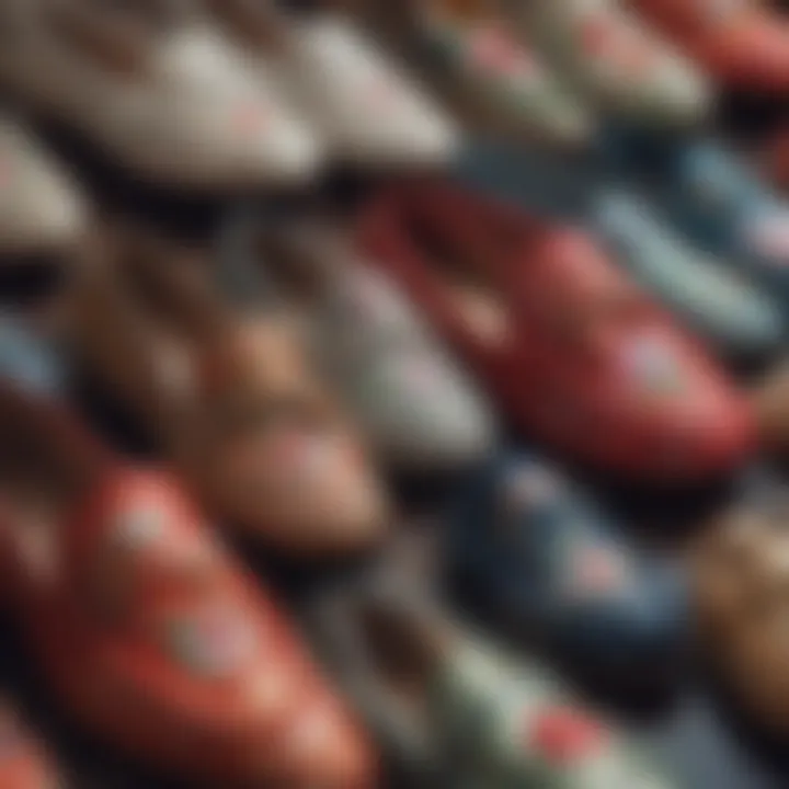 Variety of embroidery loafers displayed elegantly