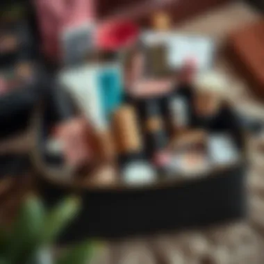 Organized makeup bag showcasing essential beauty items