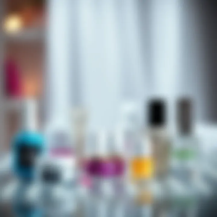 Showcase of care products for maintaining acrylic nails