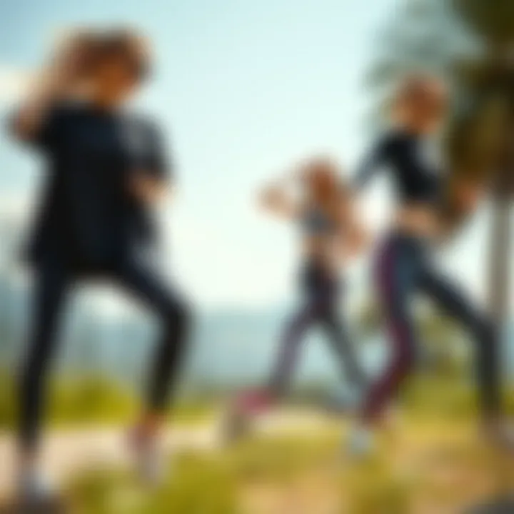 Dynamic Outdoor Styling of Active Wear Stylish active wear set displayed in a dynamic outdoor setting