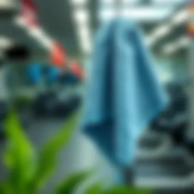 Antimicrobial towel in use at a gym setting, highlighting convenience