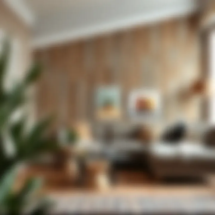 Cozy Living Room Featuring Barnwood Wallpaper A cozy living room with barnwood peel and stick wallpaper