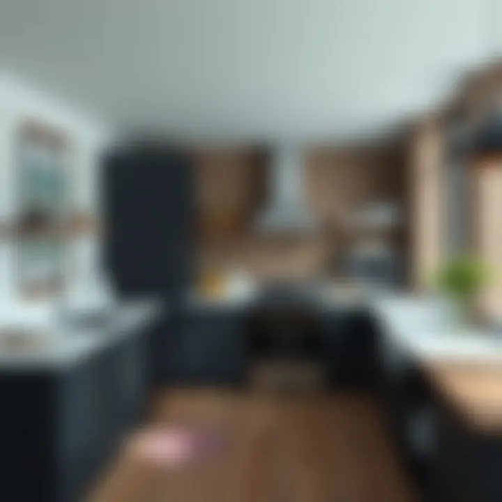 Modern Kitchen Highlighted by Barnwood Wallpaper Modern kitchen with barnwood peel and stick wallpaper accent