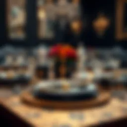 Elegant black and gold party plates set on a lavish table