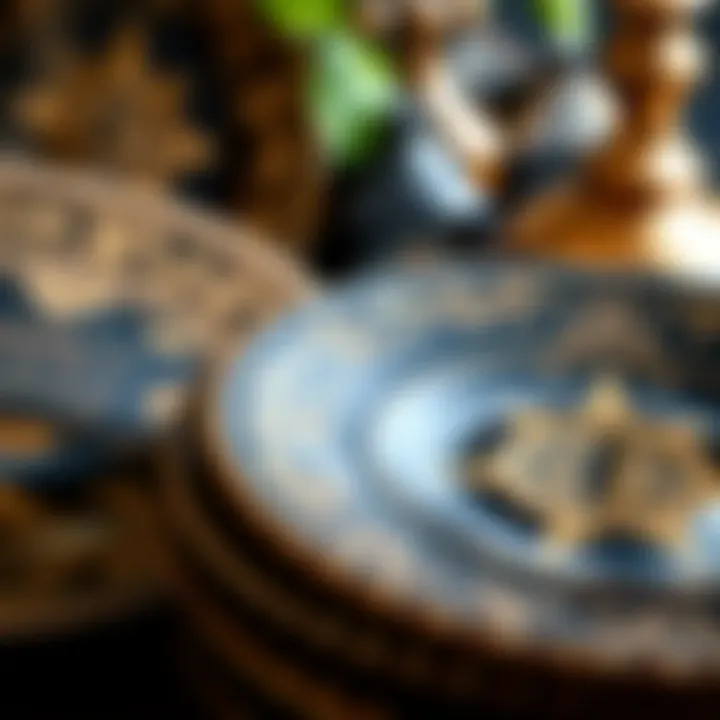 Intricate Designs of Black and Gold Plates Close-up of intricate designs on black and gold plates