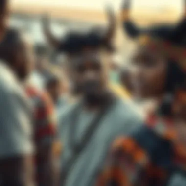 Community gathering showcasing the cultural relevance of the black bulls headband.