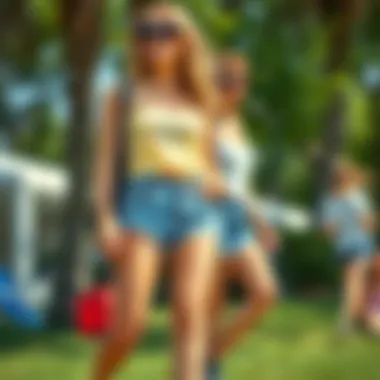 Summer Style with Blue Jean Shorts Teenagers enjoying a summer day wearing stylish blue jean shorts