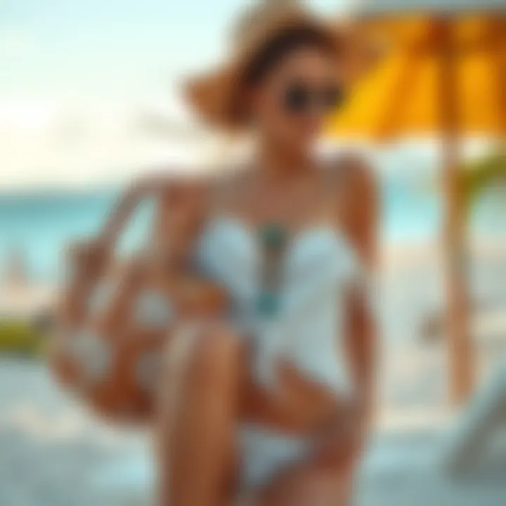 Stylish beach accessories complementing casual outfits