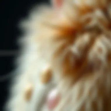 Close-up of intricate design details in cat furry fabric