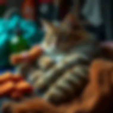 A creative arrangement of materials used in cat furry costumes