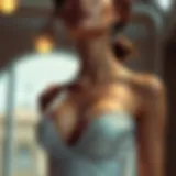 Elegant evening dress showcasing a stunning neckline