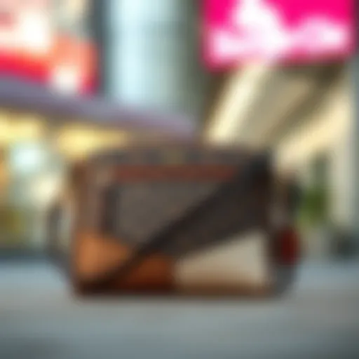 Distinct Blocked Signature Canvas Design Front view of the Coach Georgie Gem Crossbody showcasing its distinct blocked signature canvas design