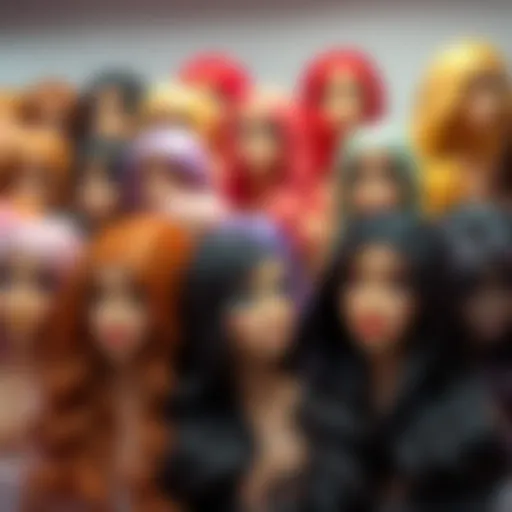 A vibrant display of Color 360 lace front wigs in various shades and styles