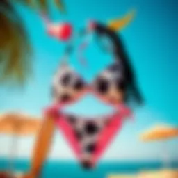 Aesthetic appeal of the cow bikini showcased on a vibrant background