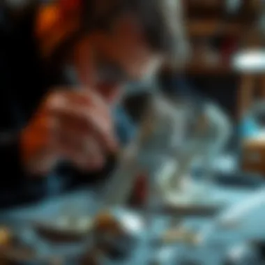 Artisan crafting crystal heels with precision