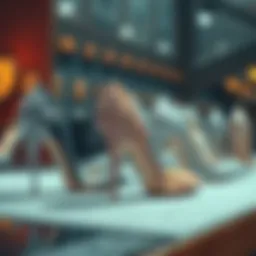 Elegant display of crystal heel shoes showcasing intricate designs