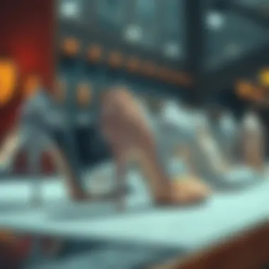 Elegant display of crystal heel shoes showcasing intricate designs