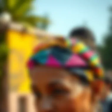 Bold Geometric Headband Vibrant headband featuring geometric patterns and bold colors