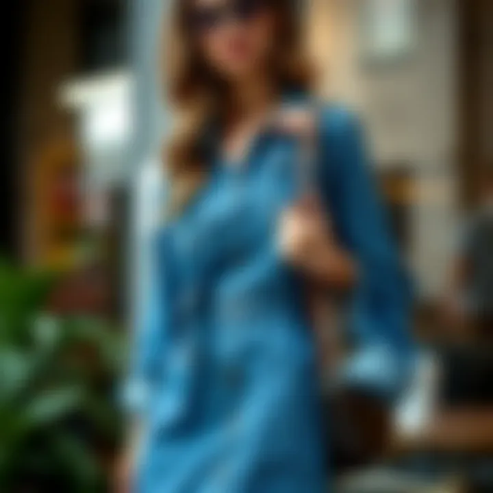 Accessorized Denim Dress for Stylish Look Chic denim dress paired with fashionable accessories