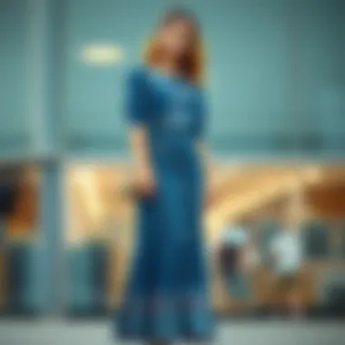 Trendy Maxi Denim Dress with Detailing Stylish maxi denim dress with intricate detailing