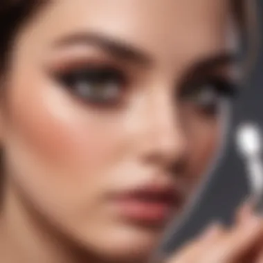 Precision Application of Magnetic Lashes A beauty enthusiast applying magnetic lashes with precision