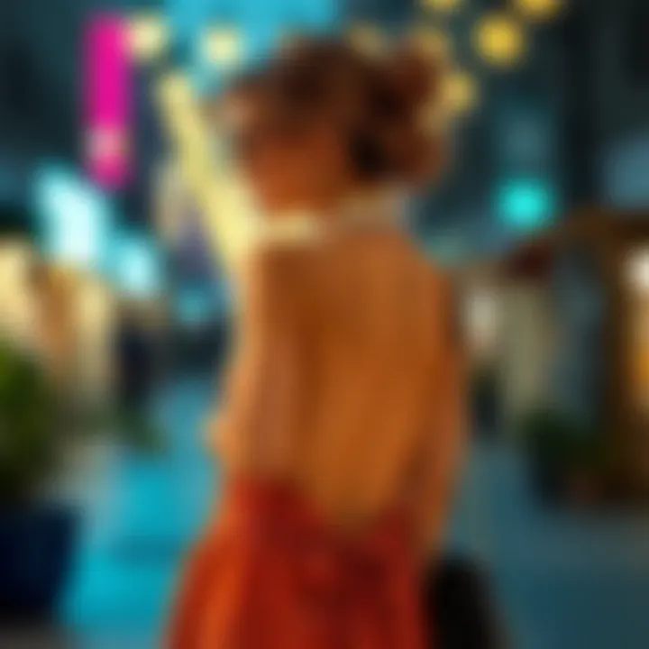 Fashionable pairing options with accessories for a backless halter dress.